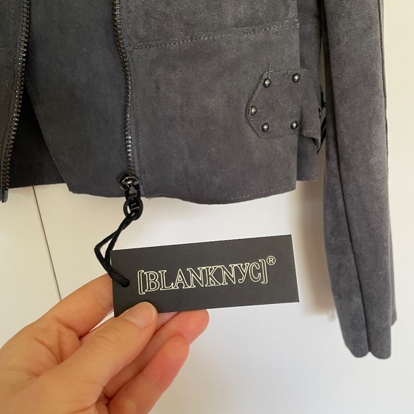 Anthropologie Blank NYC Faux-Suede Dark Gray Moto Jacket/Blazer Size XS NWT - Picture 6 of 16
